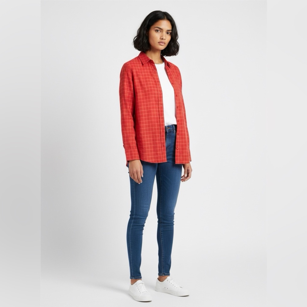 Linda Alfred Ellen Tracey Women's Red Checkered Blouse